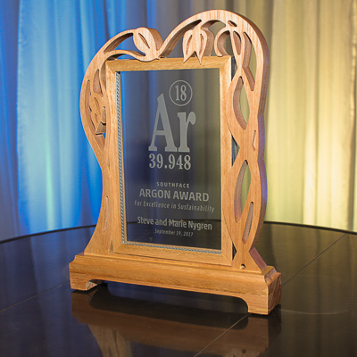 Argon award, crafted by Peter Clemens, glass by American Insulated Glass.